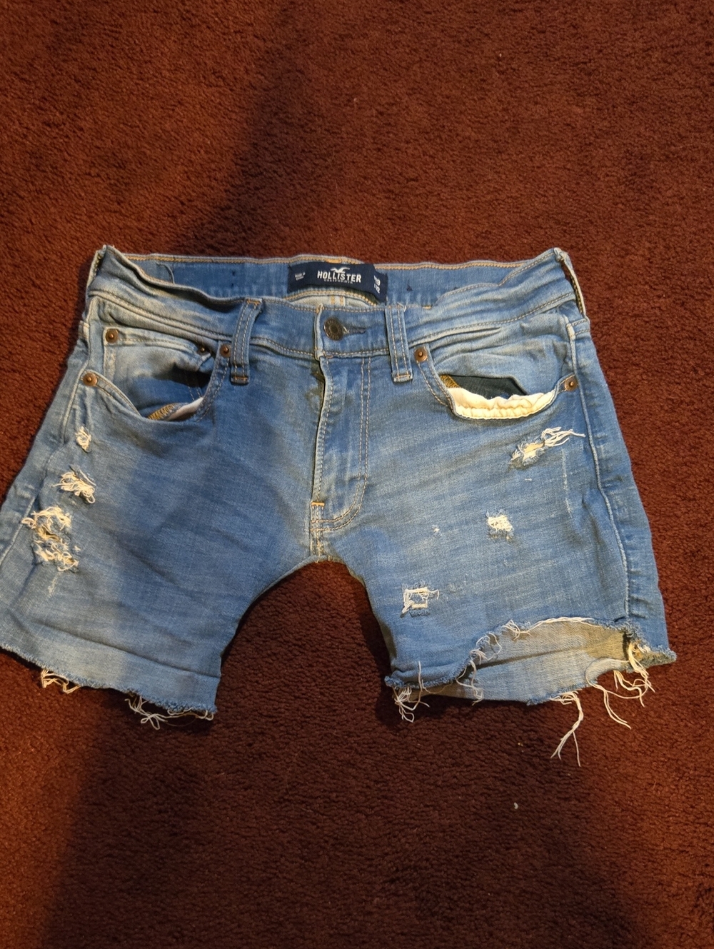 Hollister Light Blue Distressed Denim Cutoff Shorts